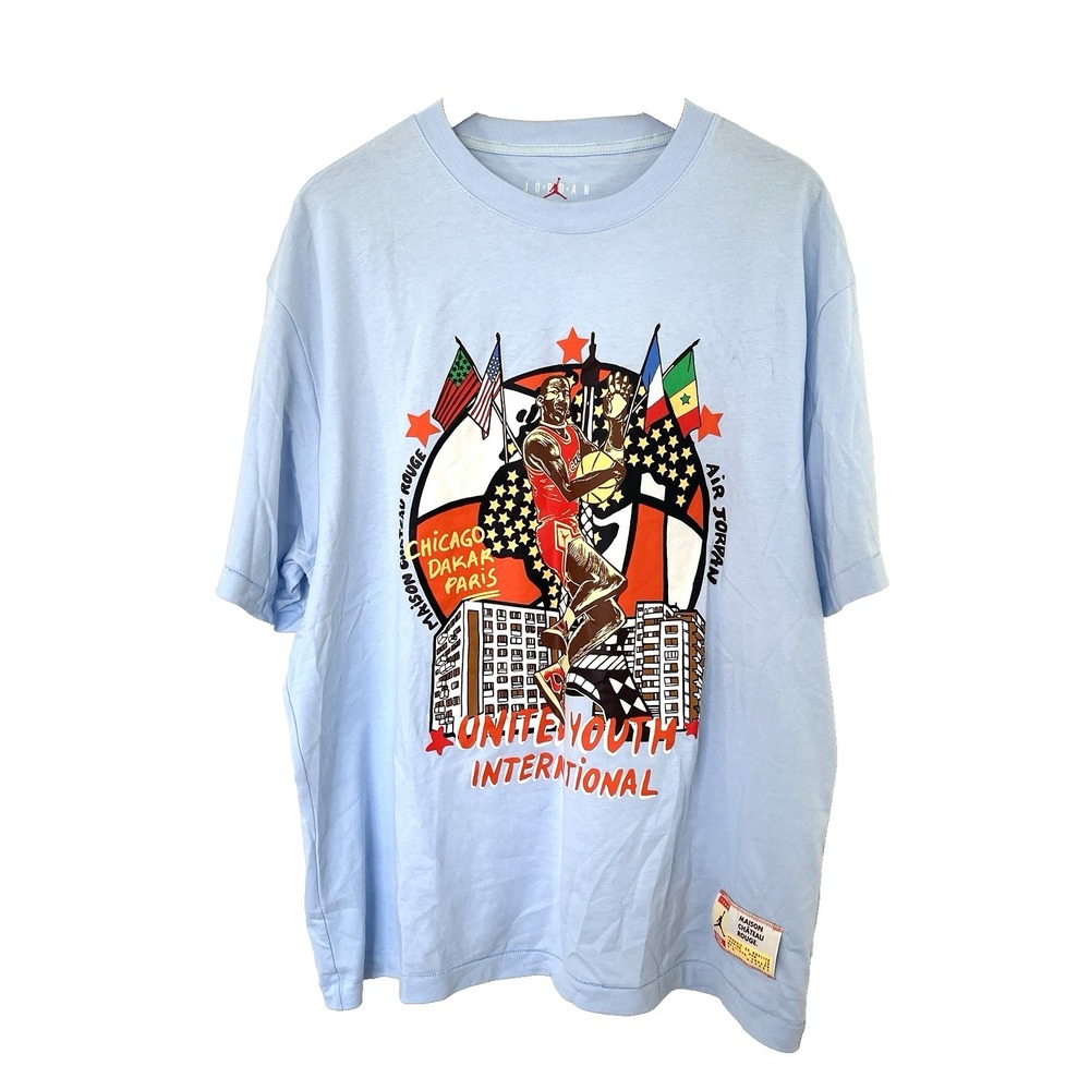 Nike Jordan x Maison Chateau Rouge Mens T-shirt Size L Blue DO4091-447